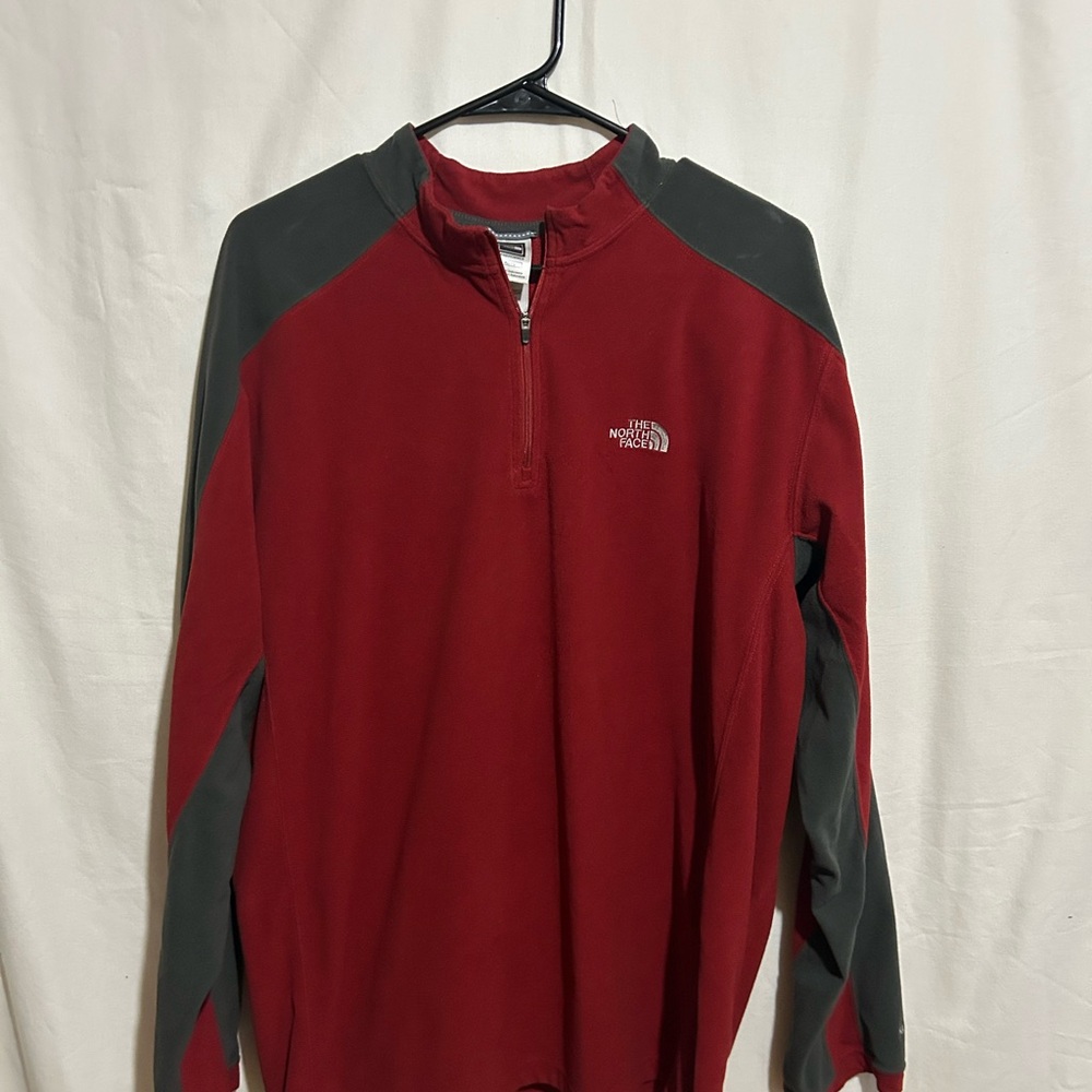 The North Face Red and Gray Half-Zip Pullover